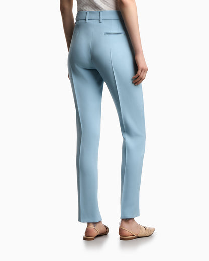 Emporio Armani Cady crêpe trousers with belt loops and rib