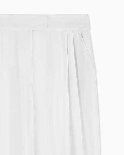 Emporio Armani Wide leg trousers in envers satin with pleats Essential