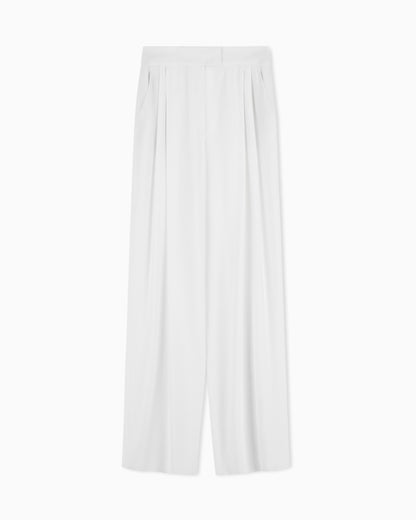 Emporio Armani Wide leg trousers in envers satin with pleats Essential