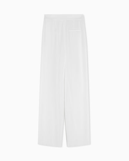 Emporio Armani Wide leg trousers in envers satin with pleats Essential