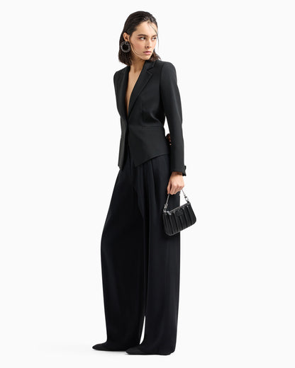 Emporio Armani Wide leg trousers in envers satin with pleats Essential