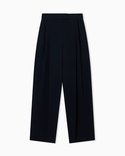 Emporio Armani Wide leg trousers in envers satin with pleats Essential