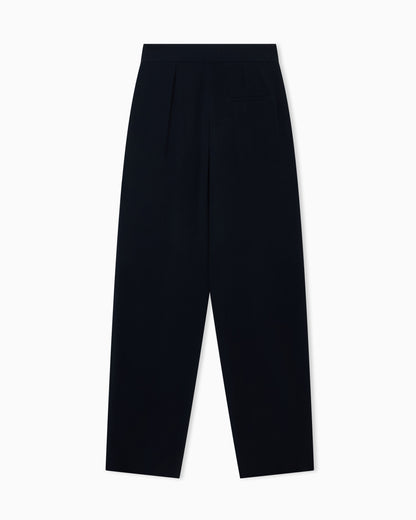 Emporio Armani Wide leg trousers in envers satin with pleats Essential