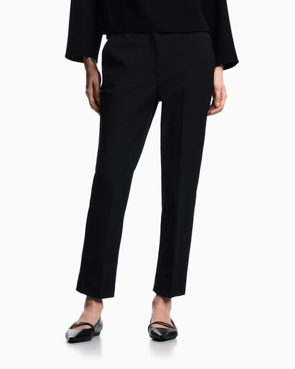 Emporio Armani High-waisted trousers in stretch cotton gabardine Essential