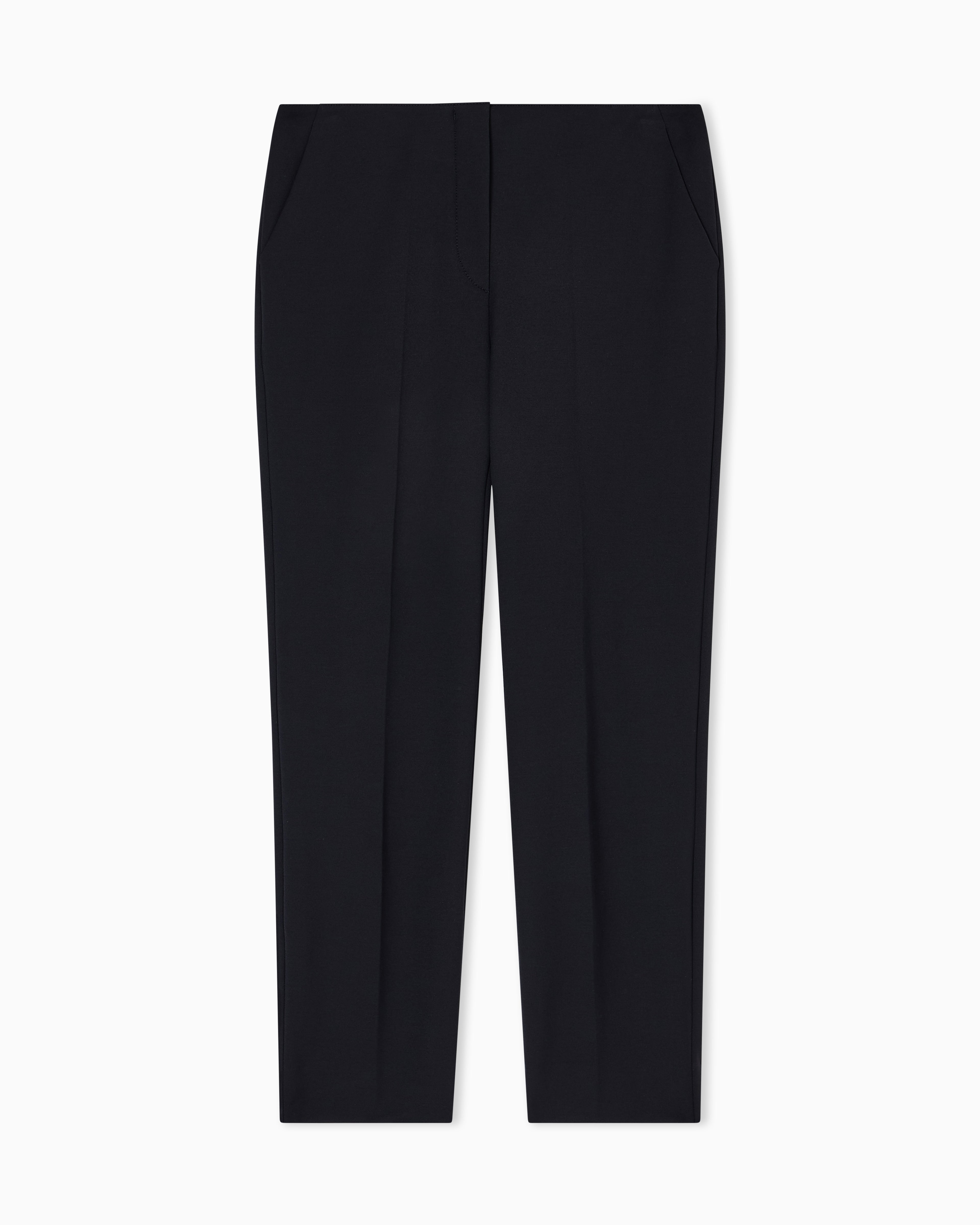 Emporio Armani High-waisted trousers in stretch cotton gabardine Essential