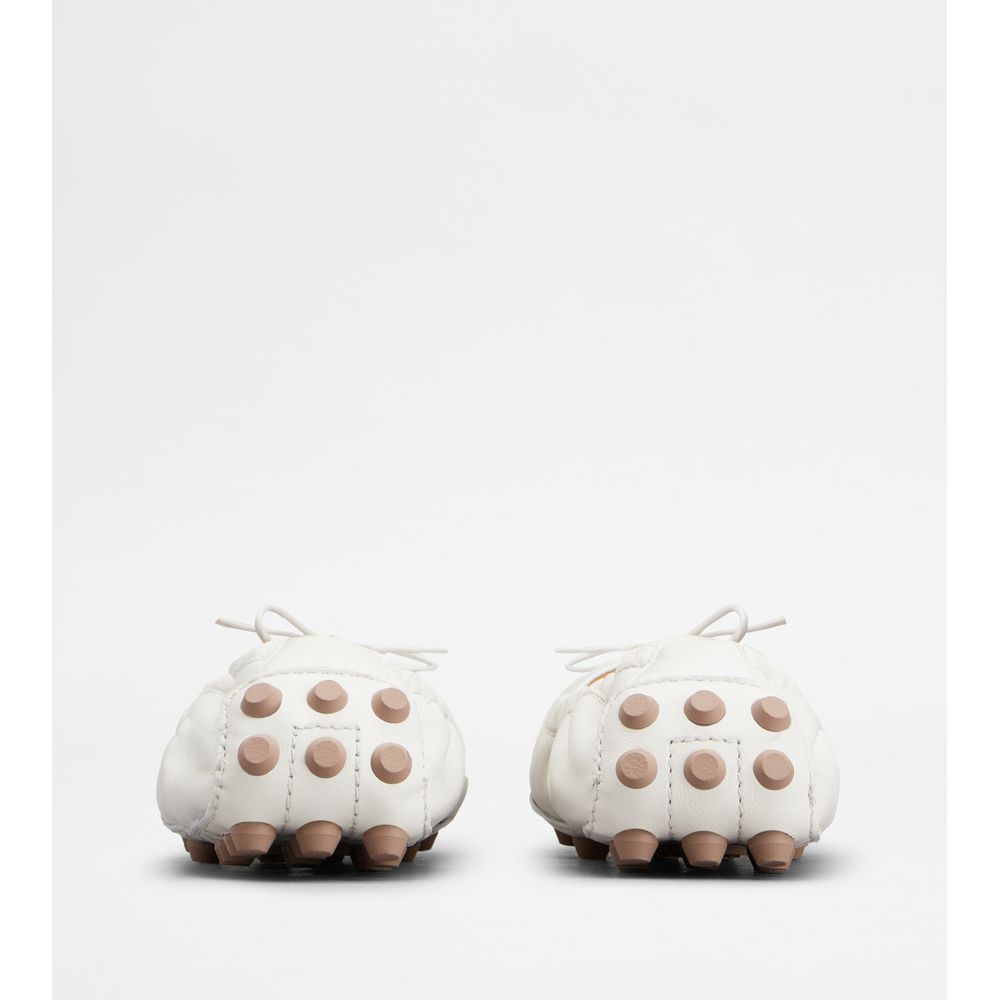 Tods Bubble Ballerinas In Leather White Womens