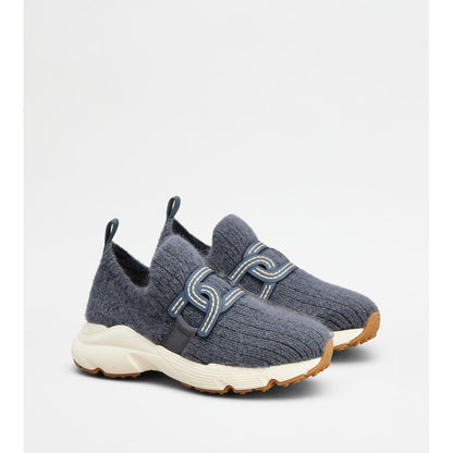 Tods Kate Slip-On Sneakers In Fabric Blue Womens