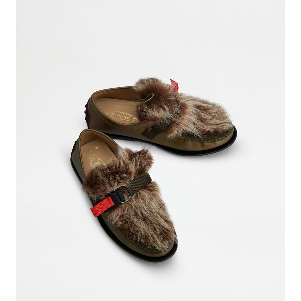 Tods Loafers In Leather Green Womens