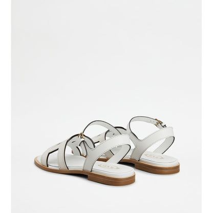Tods Kate Sandals In Leather White Womens