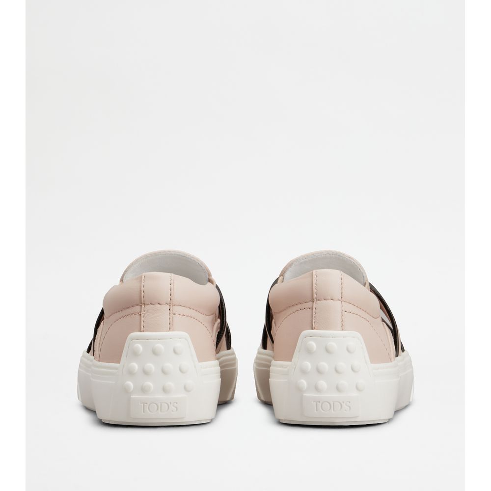 Tods Kate Slip-Ons In Leather Pink Womens