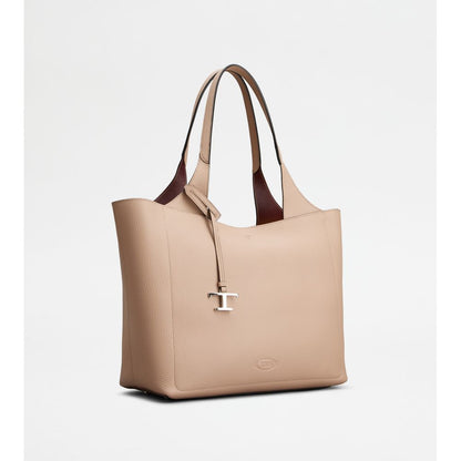 Tods Shopping Bag In Leather Medium Pink
