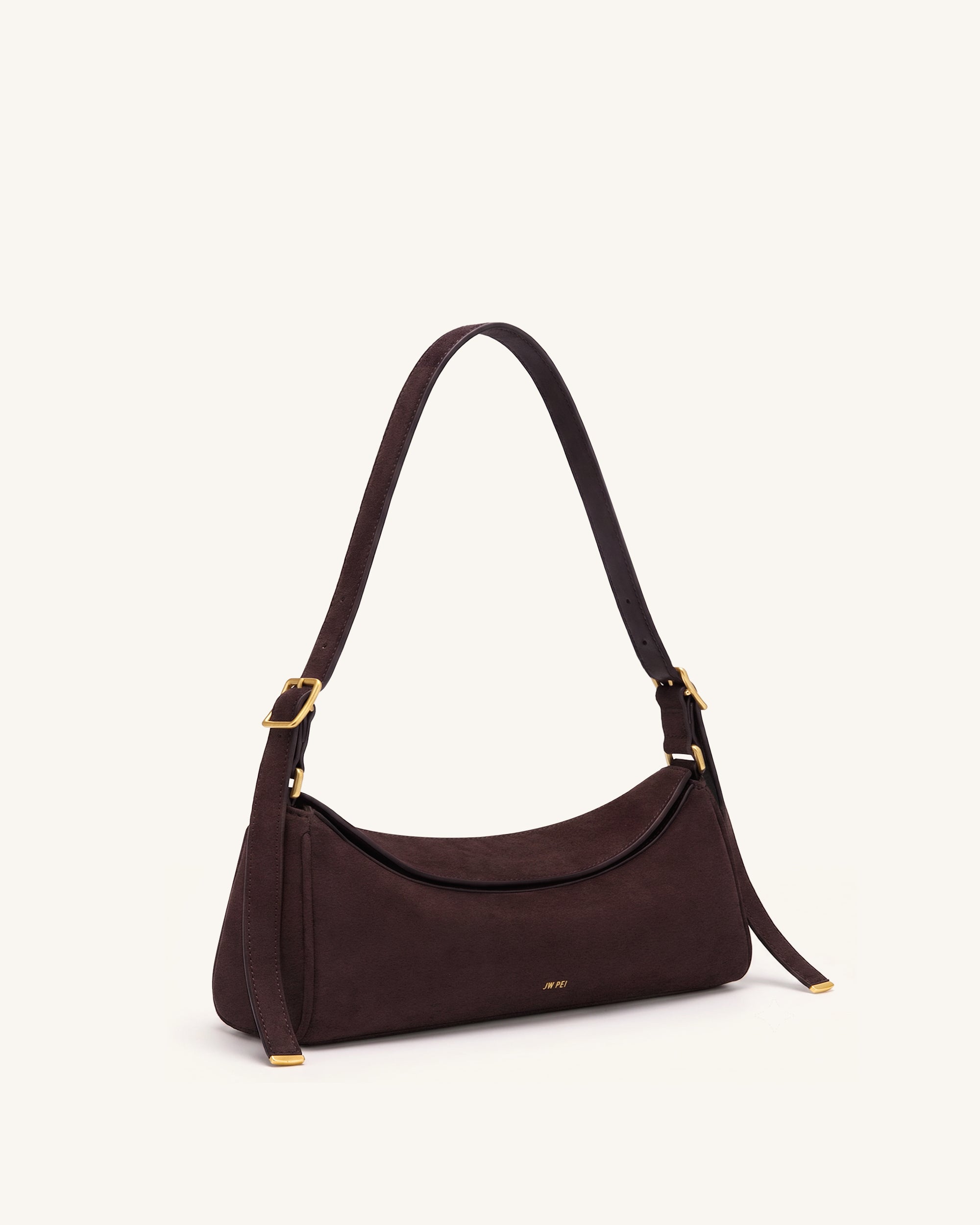 Jw Pei Elowen Faux Suede East West Shoulder Bag Dark Brown