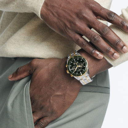 Movado Heritage Calendoplan S Men Quartz Green Dial Chronograph Stainless Steel Watch 3650167