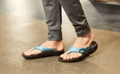 Oofos Men's Sport Sandal Black & Ocean Blue