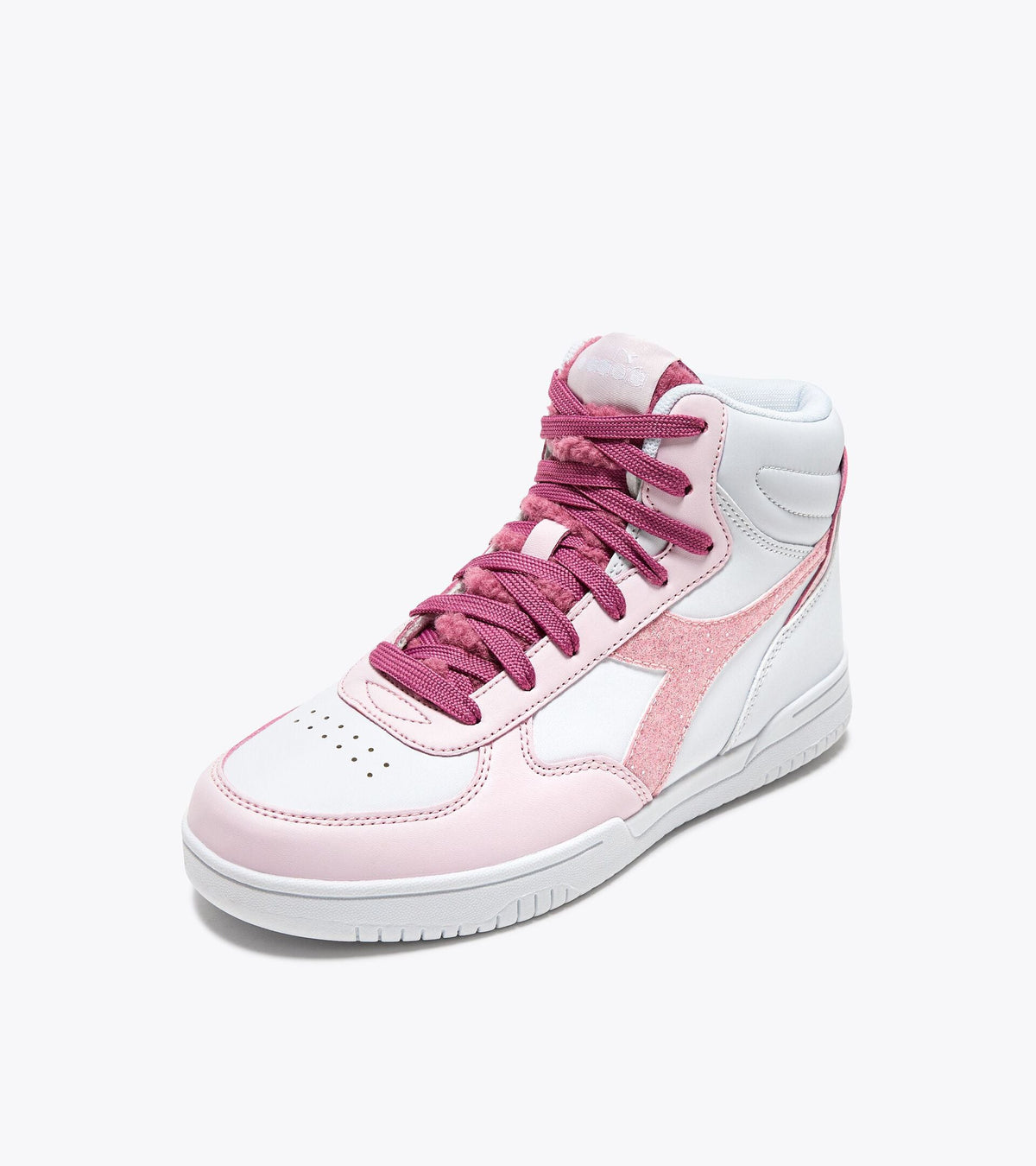 Diadora Raptor Mid Girl Fluffy Gs White/Red Violet