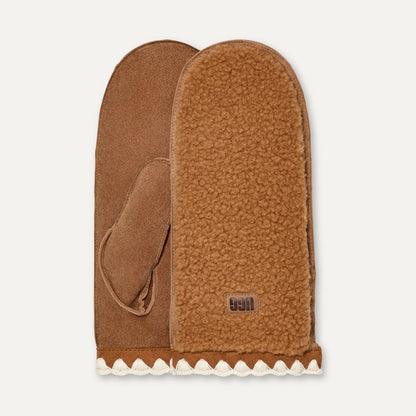 Ugg Uggfluff Scalloped Mitten Chestnut