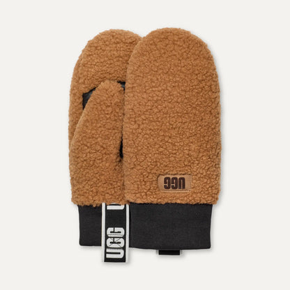 Ugg Uggfluff Mitten With Logo Tape Chestnut