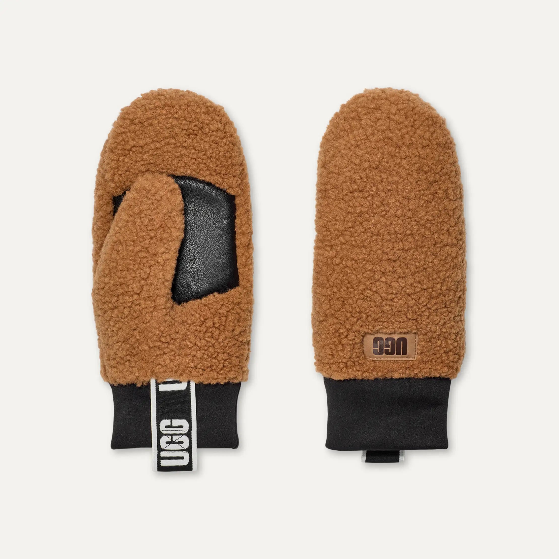 Ugg Uggfluff Mitten With Logo Tape Chestnut