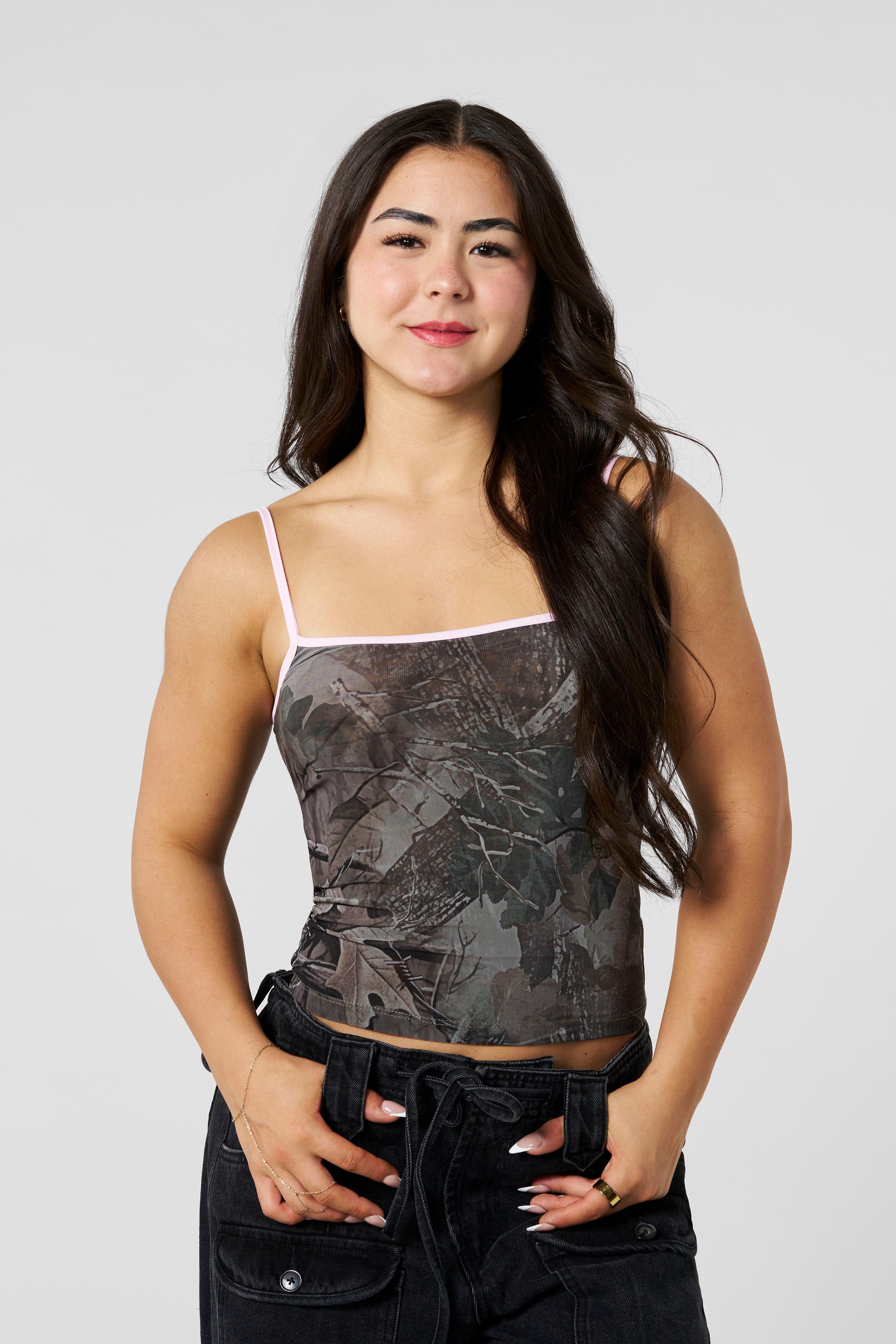YoungLA W4301 - Camo Mesh Cami Green Spring Camo