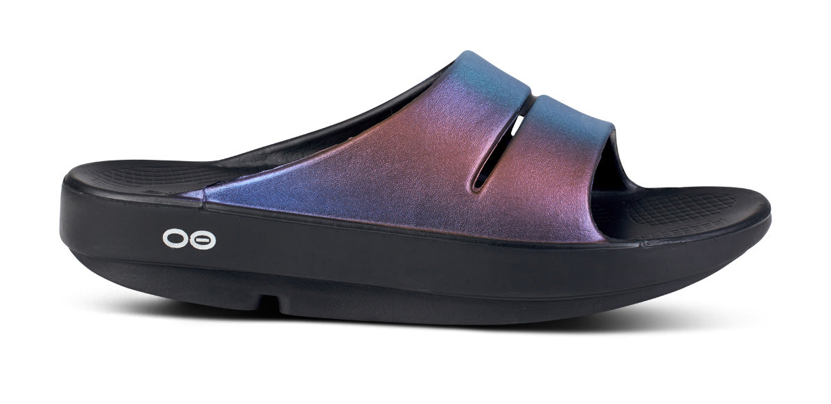 Oofos Women's Luxe Slide Midnight Spectre