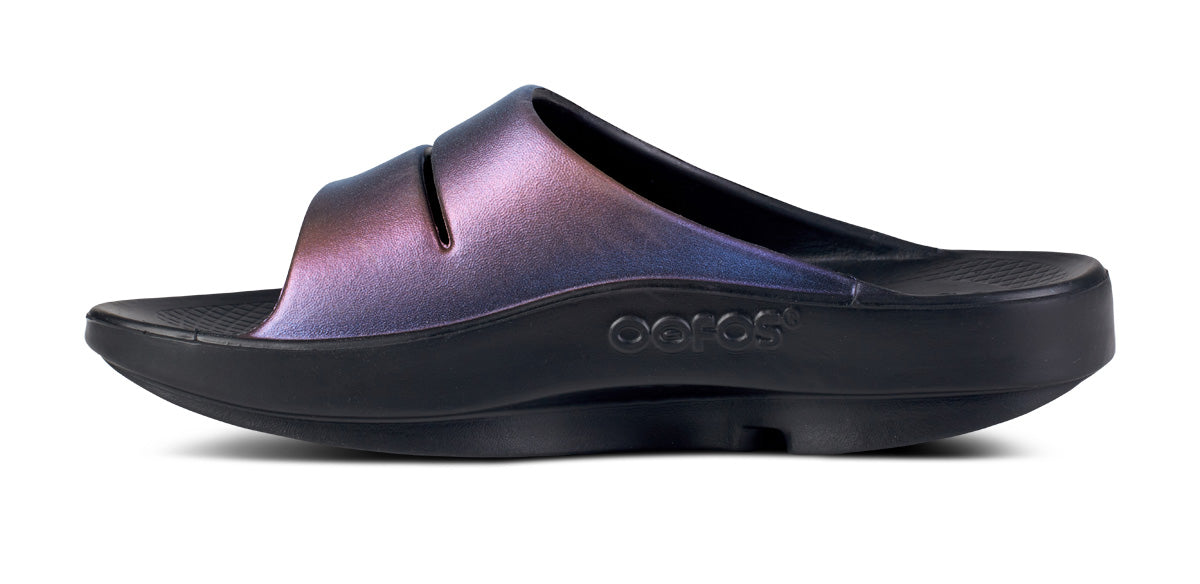 Oofos Women's Luxe Slide Midnight Spectre