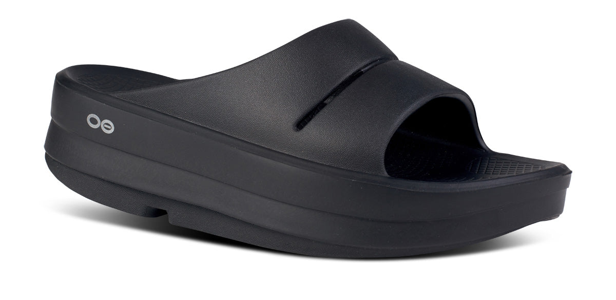 Oofos Women's Platform Slide Black