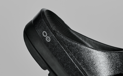 Oofos Women's Stacked Platform Slide Black Sparkle