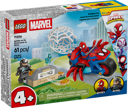 Lego Spidey on his Motorcycle vs Rhino