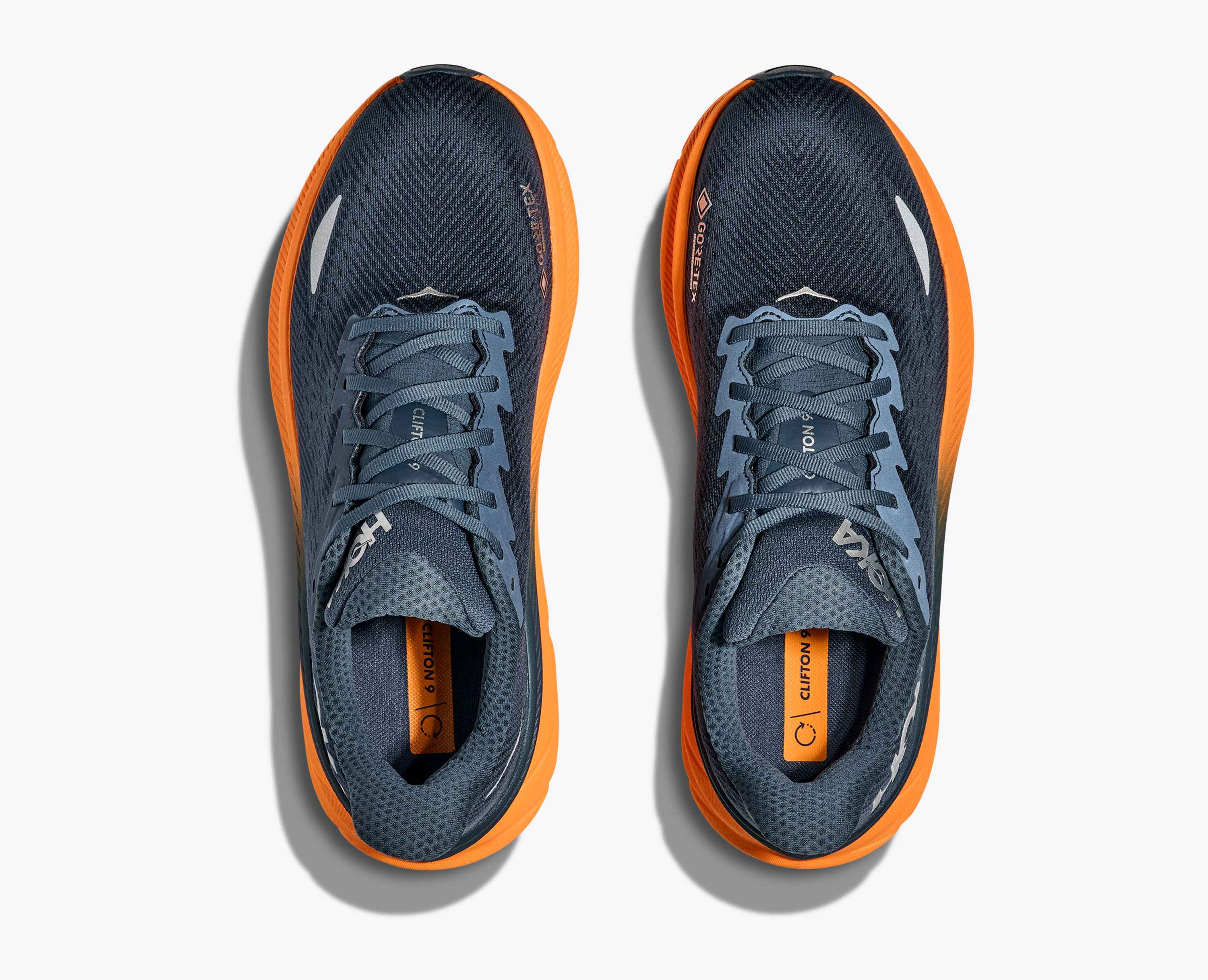 Hoka S Clifton 9 Gtx Stormy Skies Orange Zest