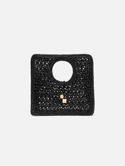 Jacquemus The Spiaggia Small Square Bag Small Square Raffia Bag Black