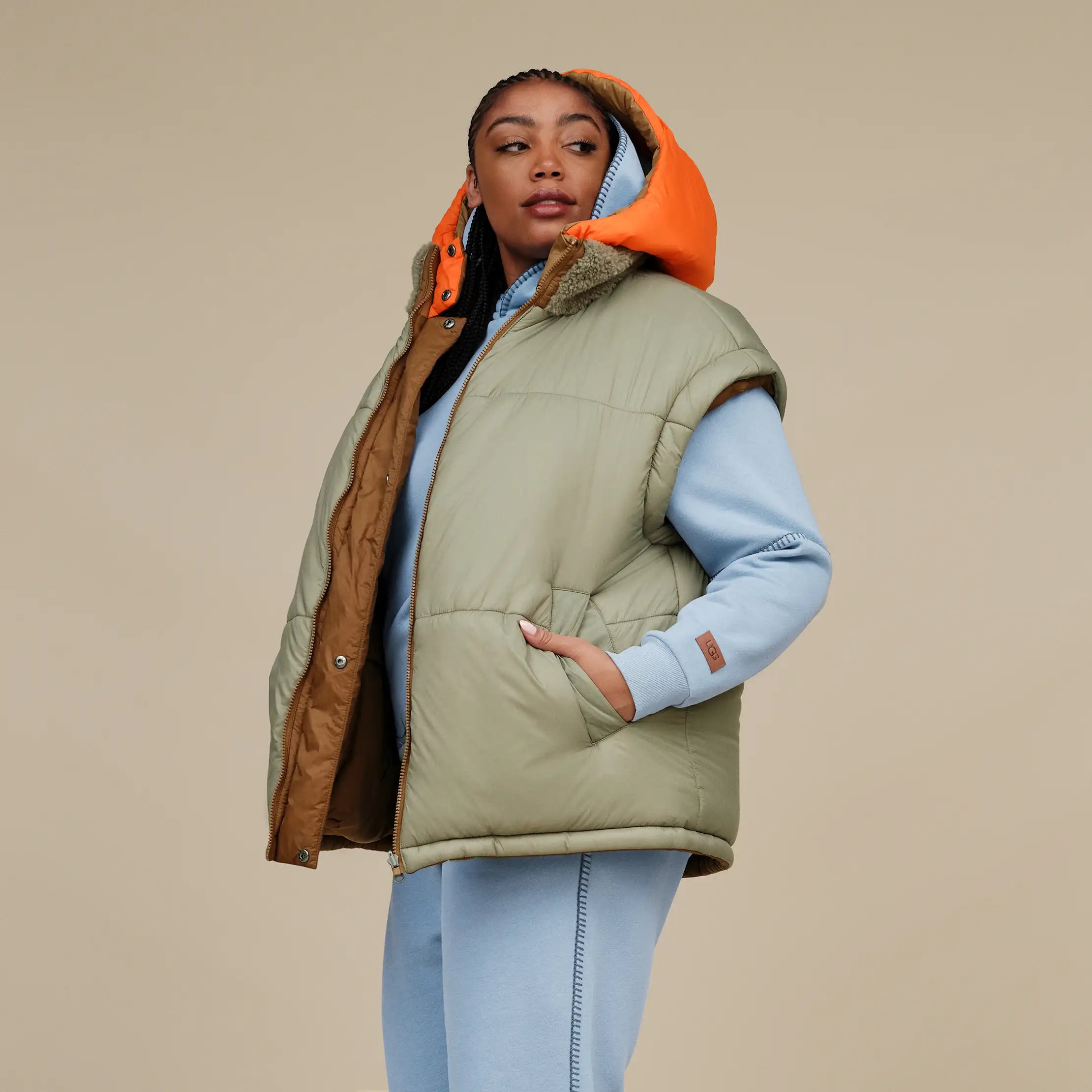 Ugg Kristian Conv Puffer Coat Pecan / Moss Green