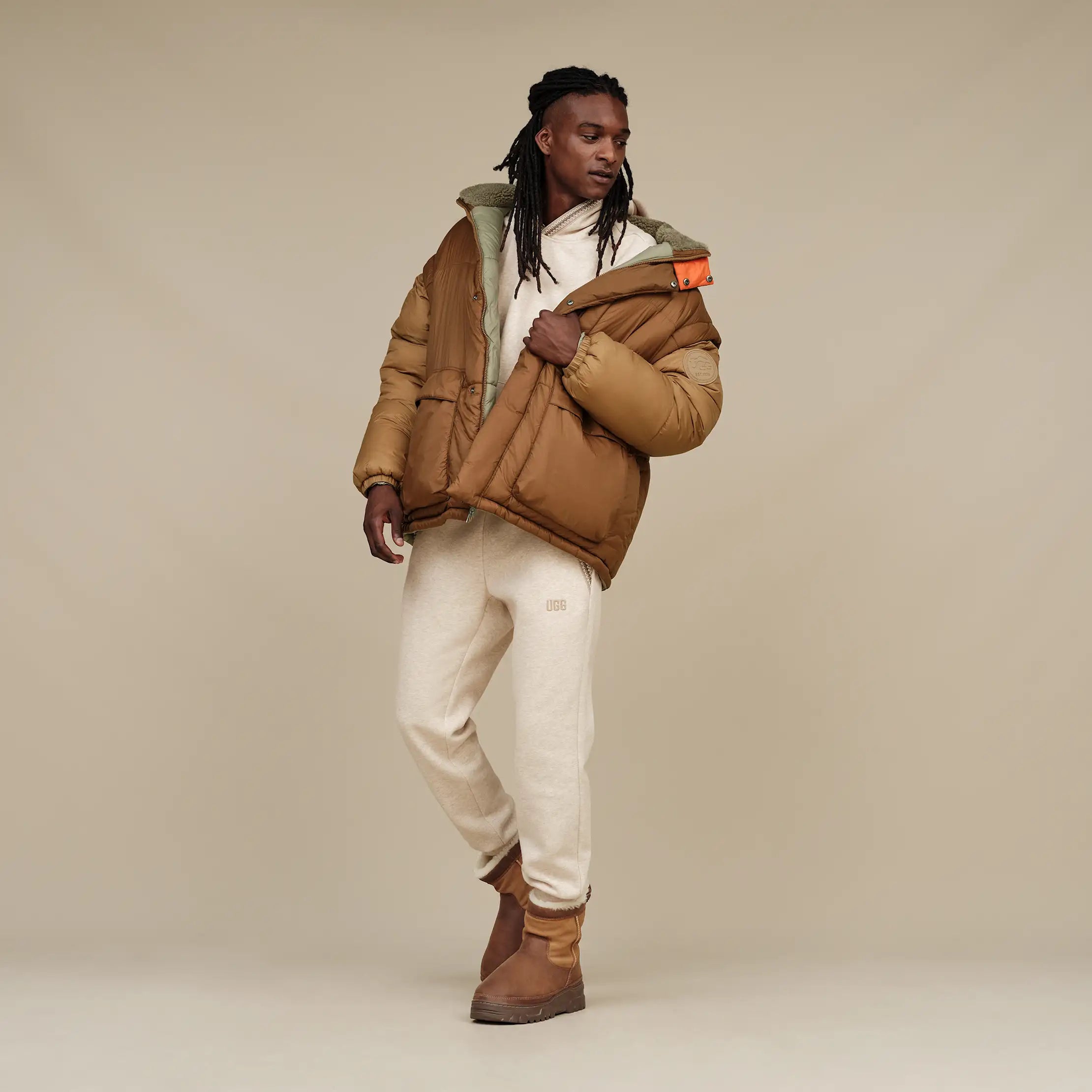 Ugg Kristian Conv Puffer Coat Pecan / Moss Green