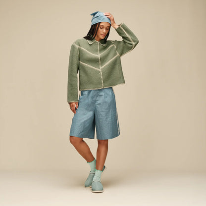 Ugg Ellison Uggfluff Shell Jacket Green Fog Heather