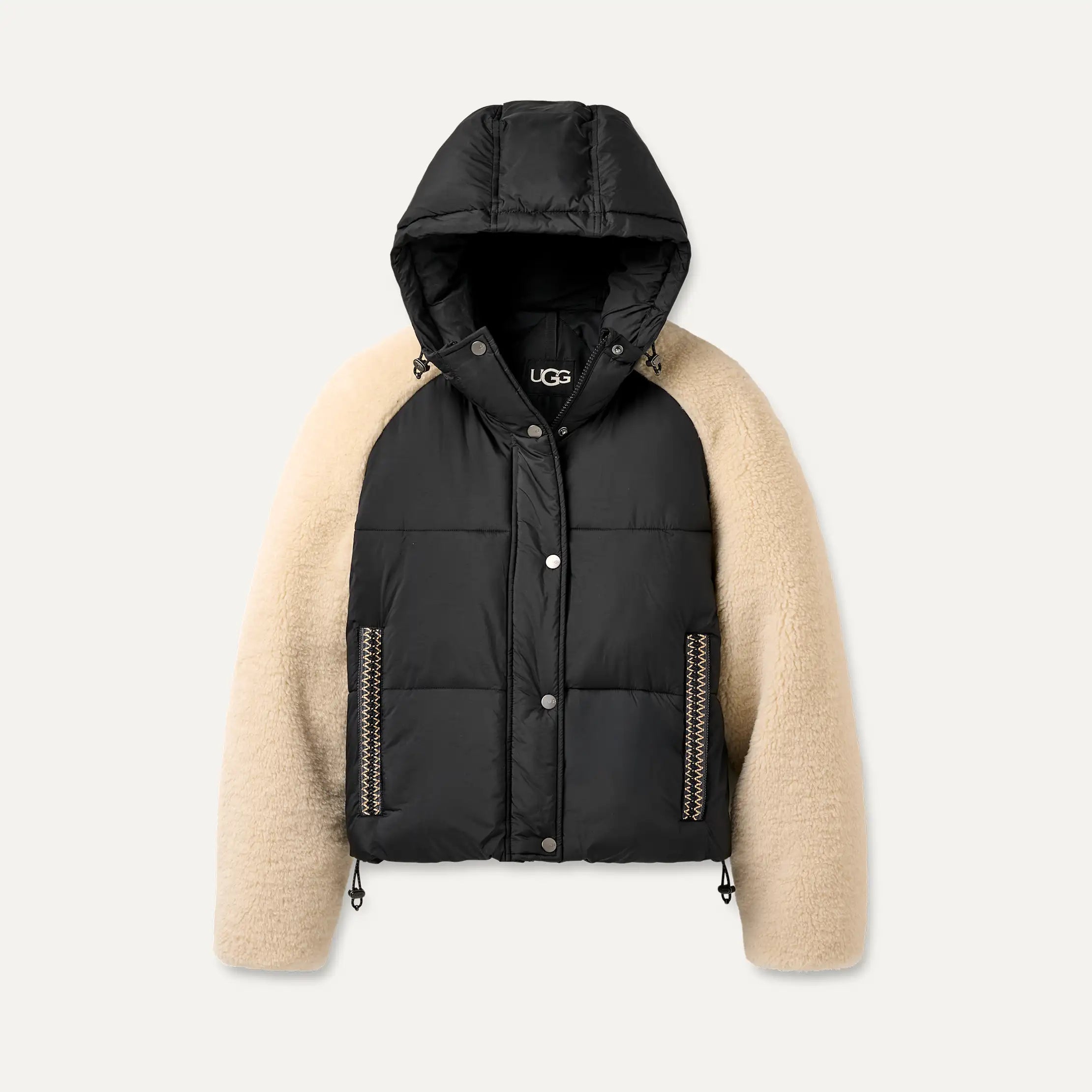 Ugg Mykah Uggbraid Puffer Jacket Black / Cream