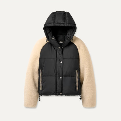Ugg Mykah Uggbraid Puffer Jacket Black / Cream
