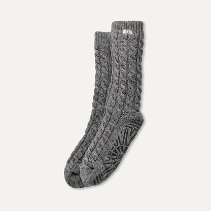 Ugg Elowyn Cable Knit Fleece Lined Charcoal Heather Confetti