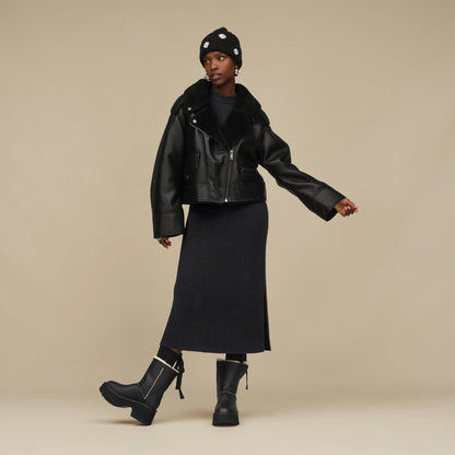 Ugg Finnian Luxefluff Moto Jacket Black