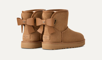 Ugg Ultra Mini Bailey Leather Bow Chestnut