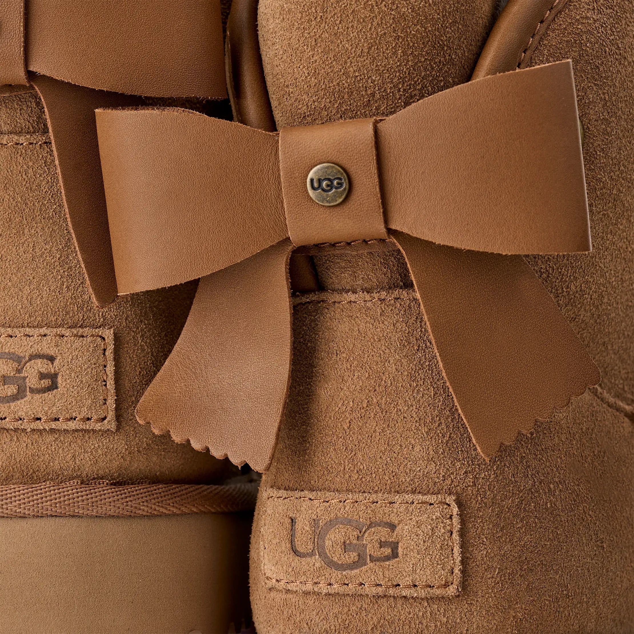 Ugg Ultra Mini Bailey Leather Bow Chestnut
