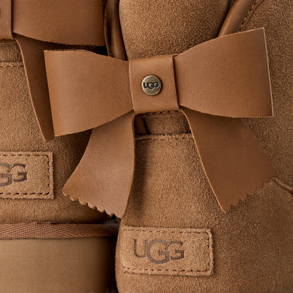 Ugg Ultra Mini Bailey Leather Bow Chestnut