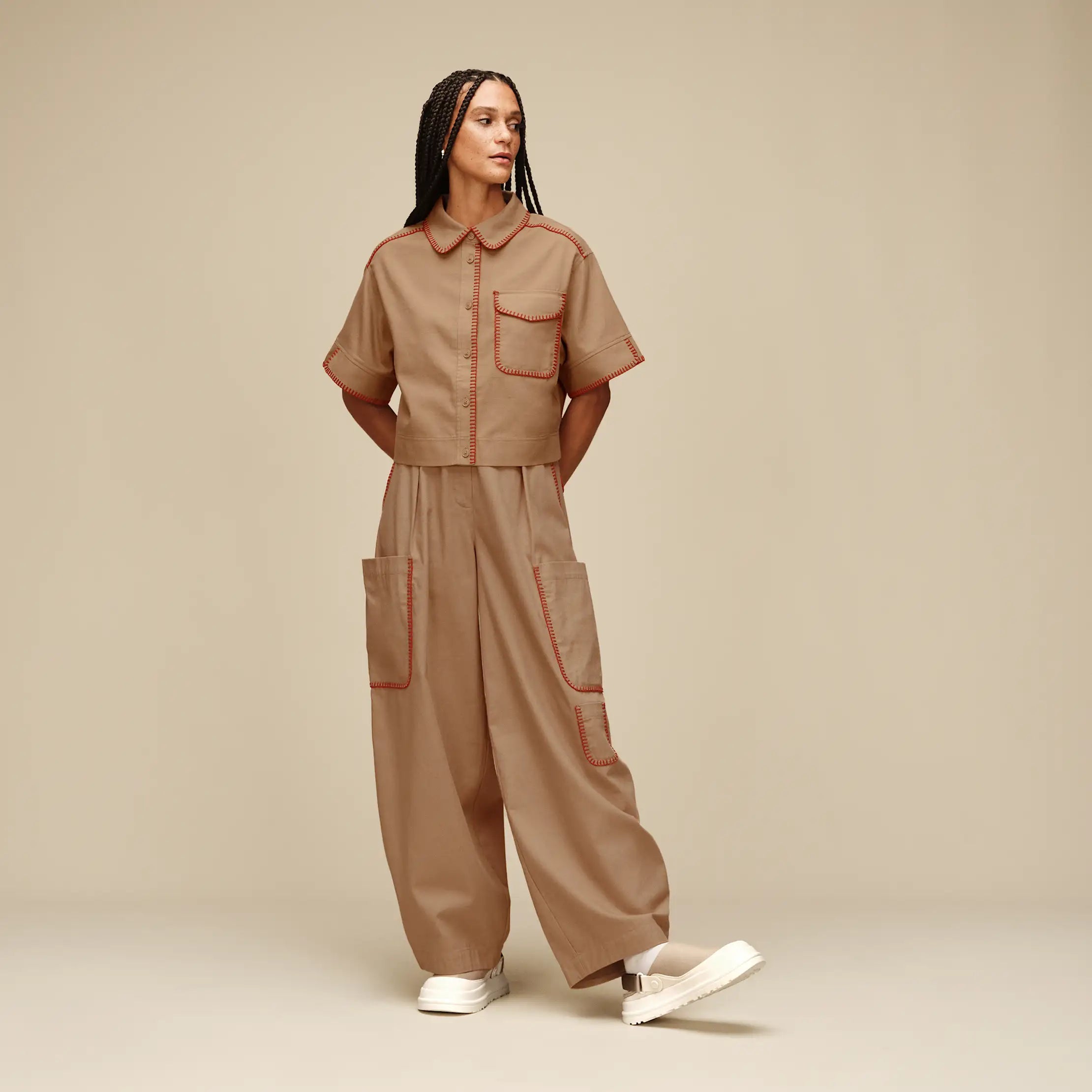 Ugg Nathalia Ss Button Up Top Sand