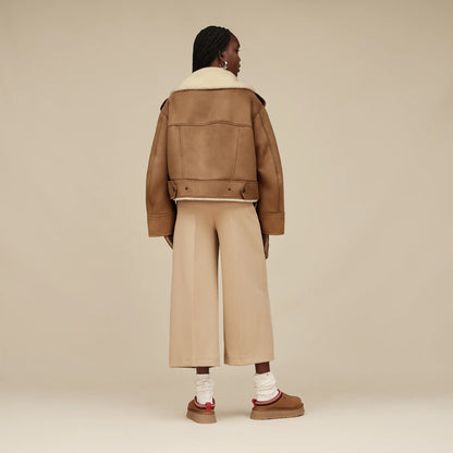Ugg Finnian Luxefluff Moto Jacket Chestnut