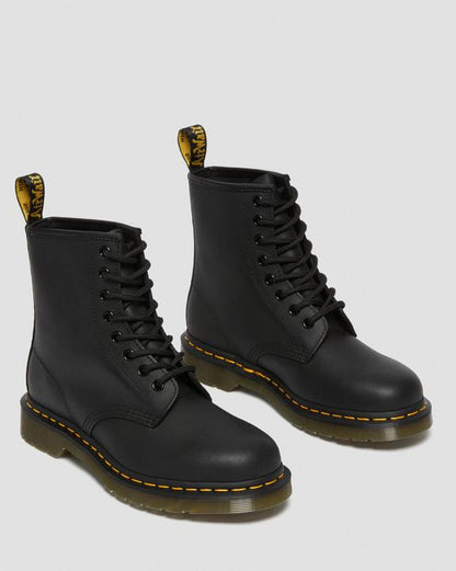 1460 Greasy Leather Lace Up Boots - Black - Mens