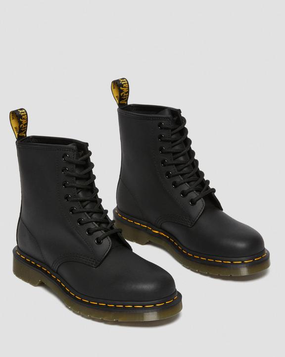1460 Greasy Leather Lace Up Boots - Black - Mens