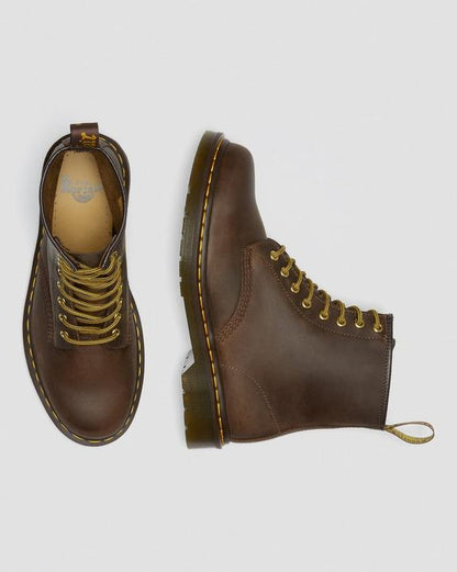 Dr. Martens 1460 Crazy Horse Leather Lace Up Boots Brown - Womens