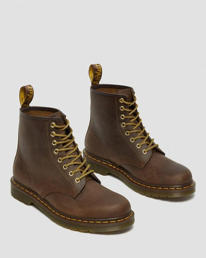 Dr. Martens 1460 Crazy Horse Leather Lace Up Boots Brown - Womens