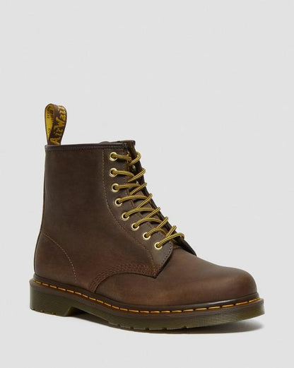 Dr. Martens 1460 Crazy Horse Leather Lace Up Boots Brown - Womens