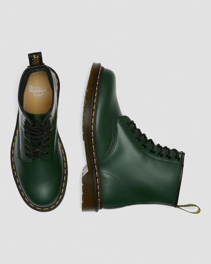 Dr Martens Smooth Leather Lace Up Boots - Green