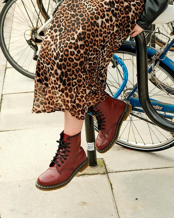 Dr. Martens 1460 Smooth Leather Lace Up Boots Cherry Red - Womens