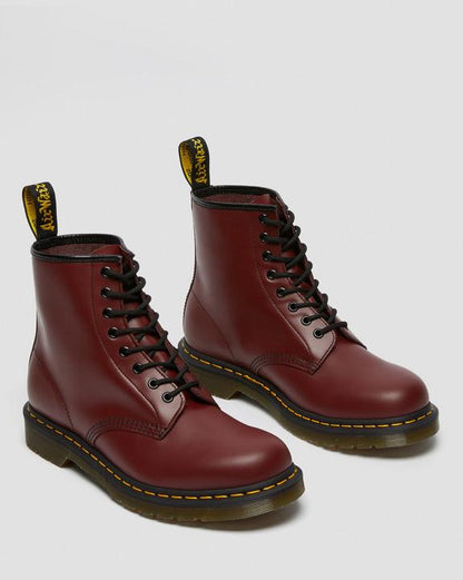 1460 Smooth Leather Lace Up Boots - Cherry Red - Mens